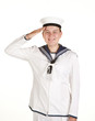 young sailor saluting isolated white background