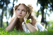 beauty girl and green grass
