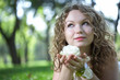 beauty girl and green grass