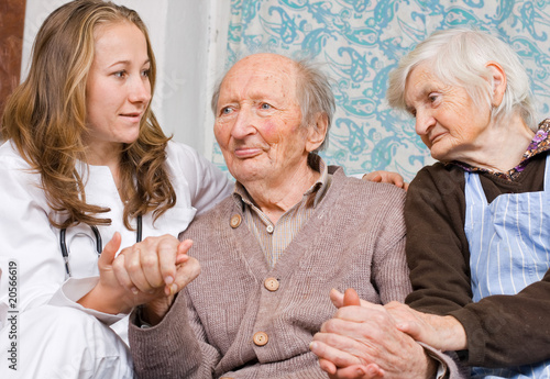Photo: Old couple at the young doctor Old couple at the young doctor