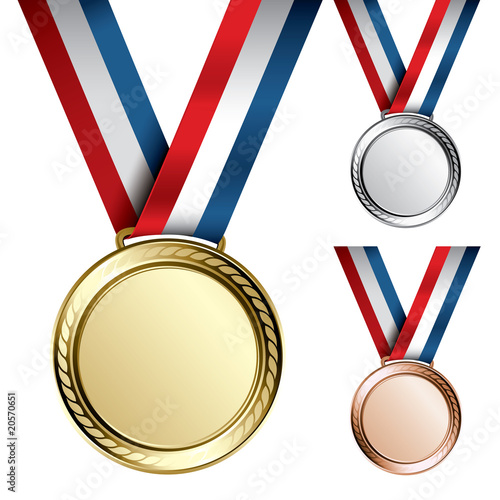 Vector: Three detailed vector medals - gold, silver and bronze Three detailed vector medals - gold, silver and bronze
