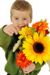 Kleiner Junge mit Blumenstrauß Kleiner Junge mit Blumenstrauß