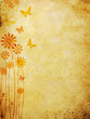 floral pattern over old wall background