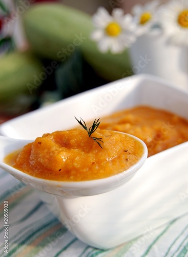 Photo: a spoonful of vegetable puree a spoonful of vegetable puree