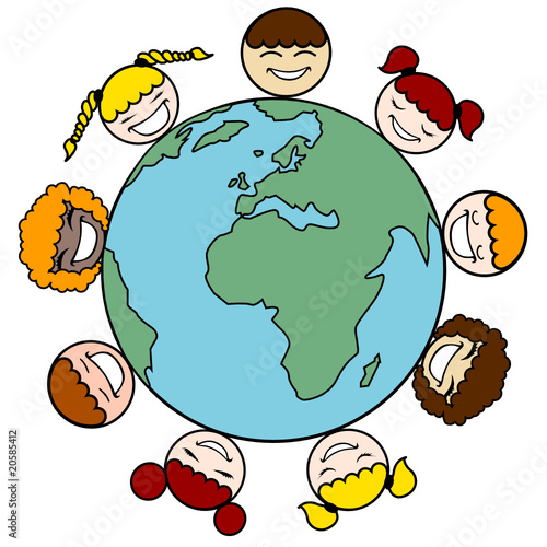 Vector: children and earth children and earth