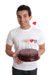 Valentine Fun- Male with chocolate heart cake