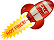 Red retro rocket ship illustration - sale and hot price