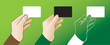 set of vector hands holding card