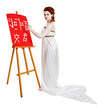 Girl dressed in greek costume painting on white Girl dressed in greek costume painting on white