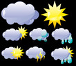 Set of glass Weather icons, vector illustration
