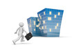 Businessman invites to new office building