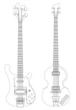 Isolated image of vintage bass guitars Isolated image of vintage bass guitars