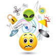 Smiley ball with different top secret symbols
