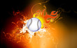 Tennis ball with tail of fire on the move