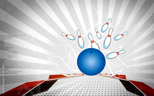 Illustration: Throw ball hitting the pins Throw ball hitting the pins