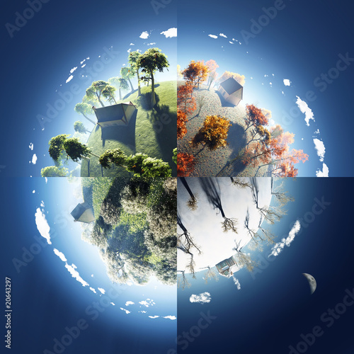 Illustration: four seasons on small planet four seasons on small planet