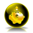 Money box expenditure glossy icon Money box expenditure glossy icon