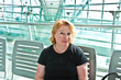 woman waiting at departure Gate  in  new Airport Suvarnabhumi