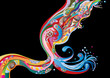 color stream on a black