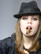 lady with not set fire cigarette