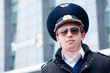 young pilot in Kastrup airport against terminal three, copenhage