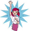 Hello cartoon girl emblem tag