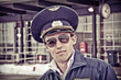 portrait young student pilot outside the airport