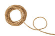 Natural coarse fiber rope coil isolated on white