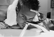 Young attractive macho in bathroom
