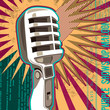 Retro microphone with abstract elements