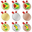 fully editable guyana vector flag in medal shapes