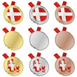 fully editable denmark vector flag in medal shapes