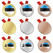 fully editable estonia vector flag in medal shapes