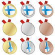 fully editable finland vector flag in medal shapes