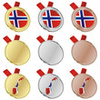 fully editable norway vector flag in medal shapes