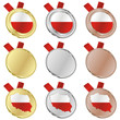 fully editable poland vector flag in medal shapes