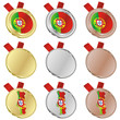 fully editable portugal vector flag in medal shapes