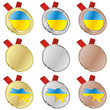 fully editable ukraine vector flag in medal shapes