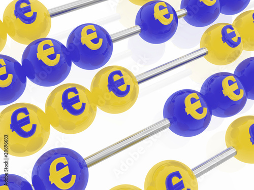 Illustration: Render close up od a abacus with euro symbols Render close up od a abacus with euro symbols