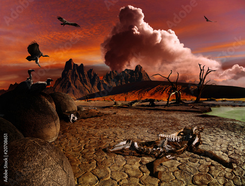 Illustration: Apocalyptic fantasy landscape Apocalyptic fantasy landscape