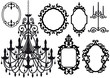 old chandelier and picture frames