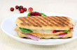 Delicous Panini of fresh turkey, spinach, melted cheese and cran