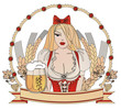 The girl with the big beer mug. Retro-style