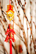 decorative firecracker with gingko branch  in chinese new year
