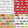 Set of cars doodles seamless