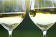 Two glasses of white wine in vineyard