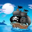 Pirate sailboat with Moon