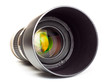 long lens with hood isolated on white