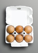 Half dozen fresh eggs in box made of recycled paper Half dozen fresh eggs in box made of recycled paper