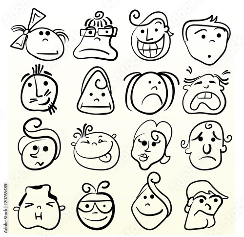 emotions faces cartoon. Cartoon vector face.